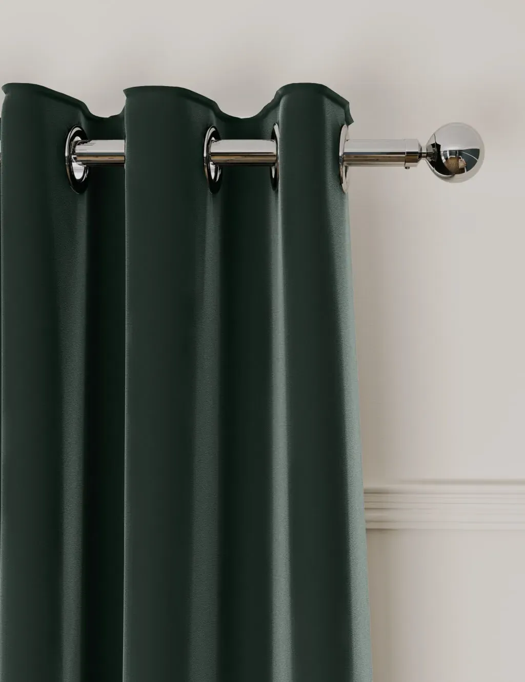 Eyelet Thermal Curtains - Forest Green, Velvet