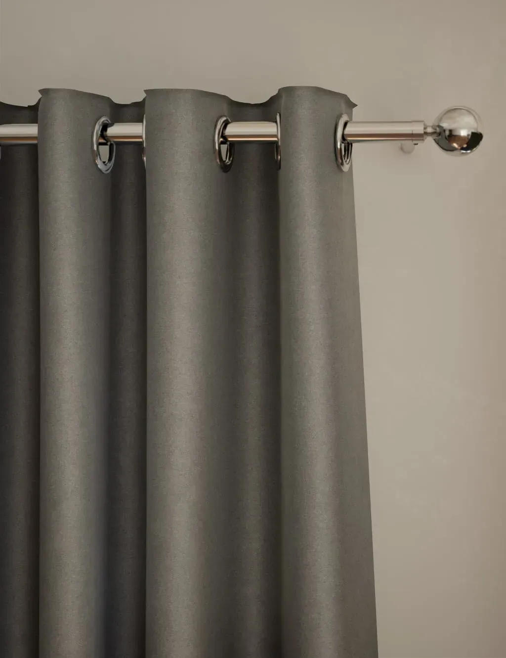 Eyelet Thermal Curtains - Light Grey, Velvet image