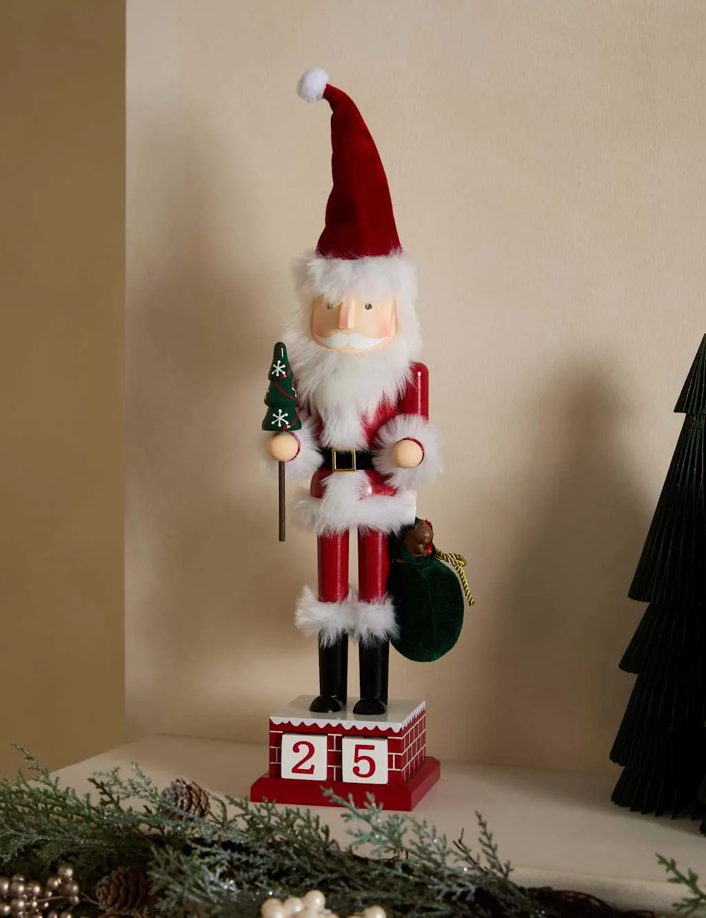 Father Christmas Advent Nutcracker - Red Mix, Wood
