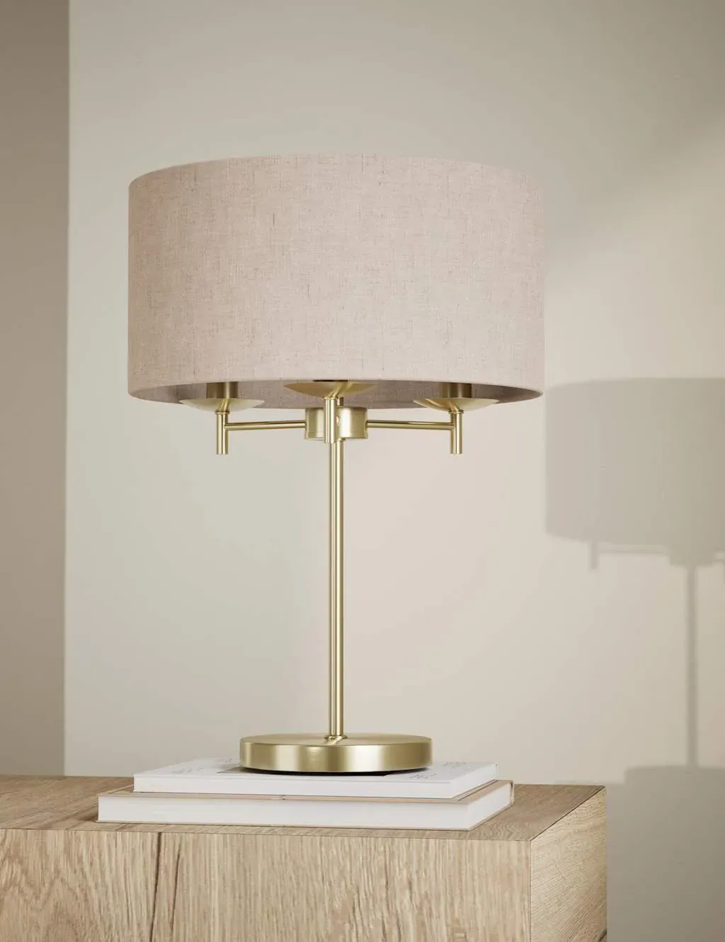Fleur Table Lamp with Drum Shade - Antique Brass