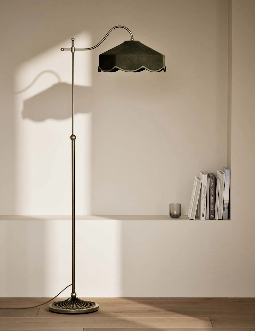 Floor Lamp with Adjustable Height - Green, Velvet image