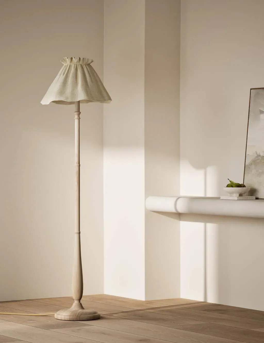 Floor Lamp with Skirt Shade - Natural, Wood