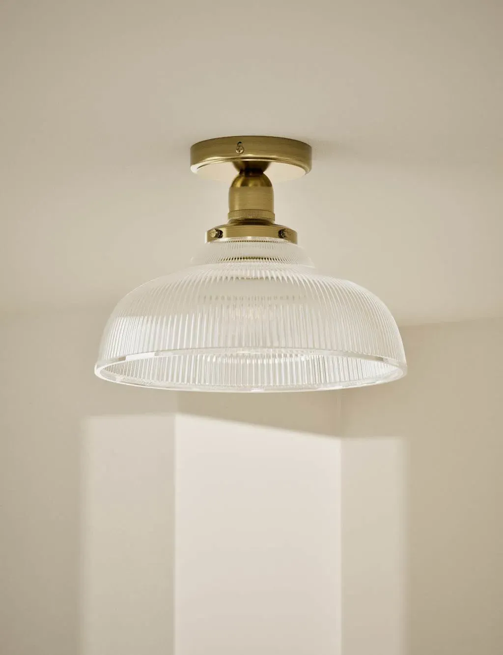 Flush Ceiling Light - Antique Brass, Glass image