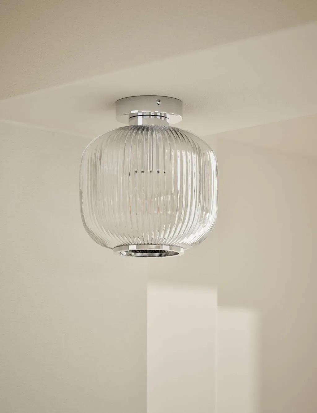 Flush Ceiling Light - Grey, Glass image
