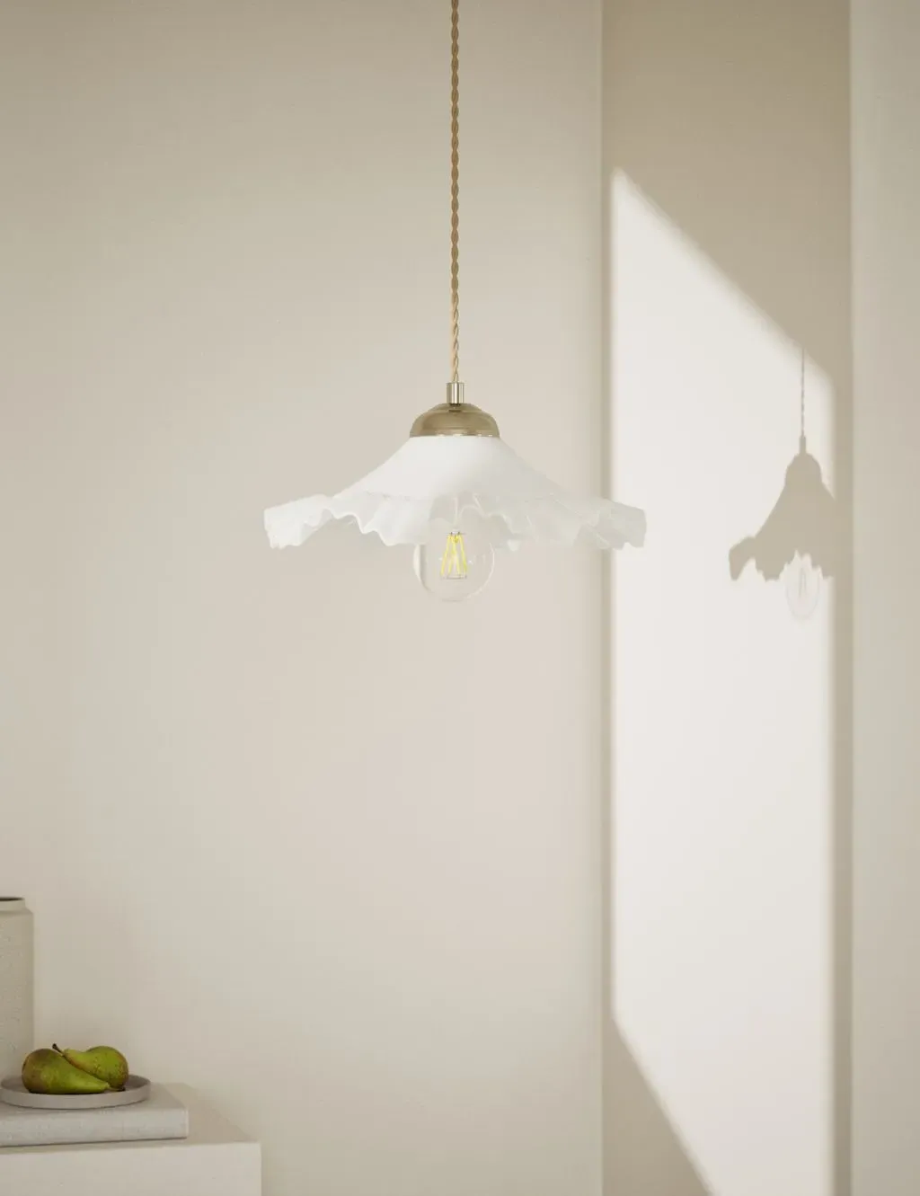 Frill Pendant Ceiling Light - White, Glass