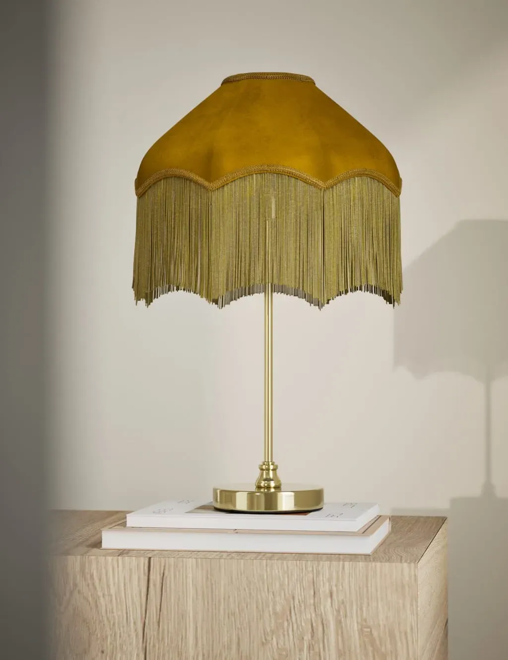 Fringed Table Lamp - Ochre, Velvet image