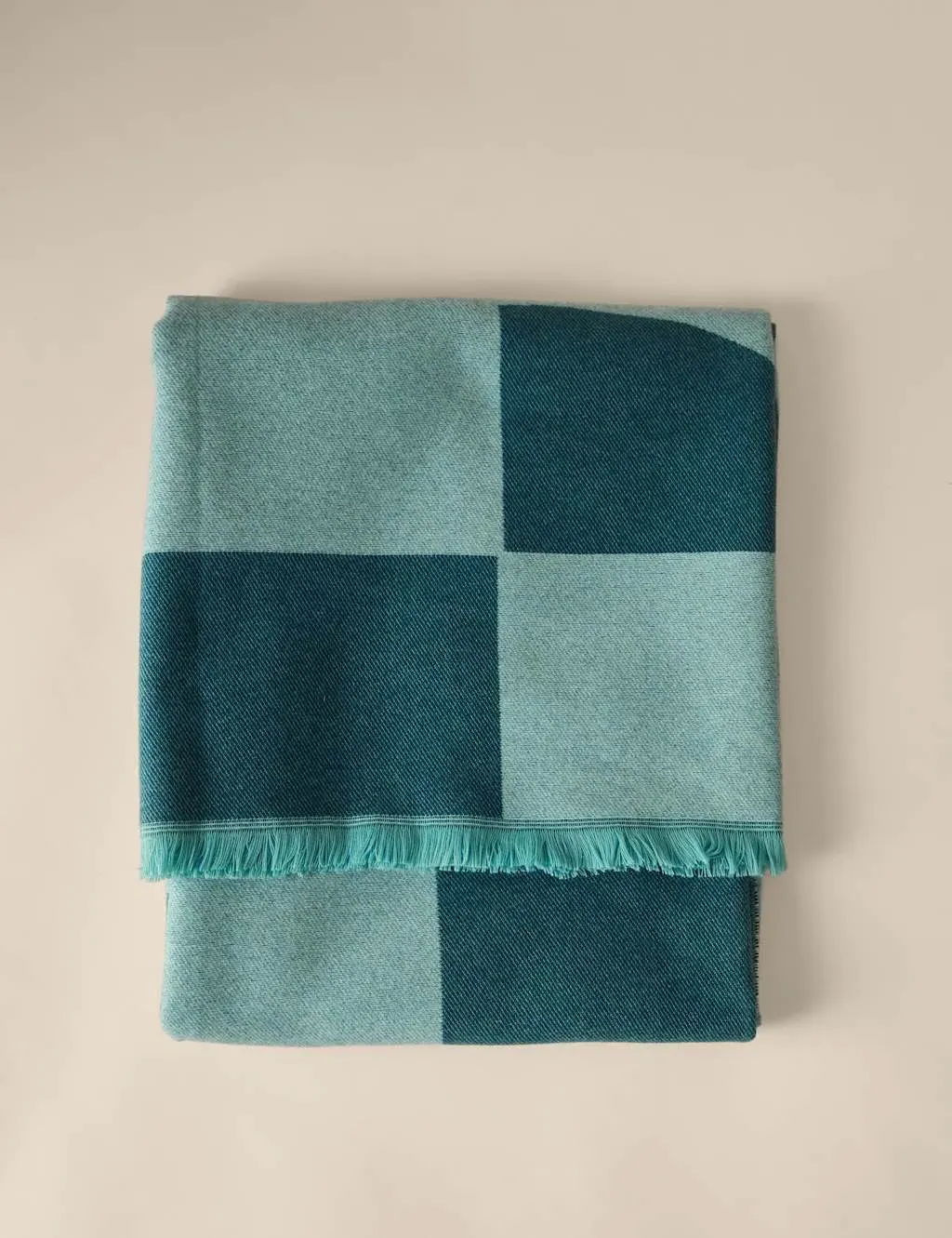 Geometric Fringed Throw - Blue Mix, Woven Fabric image