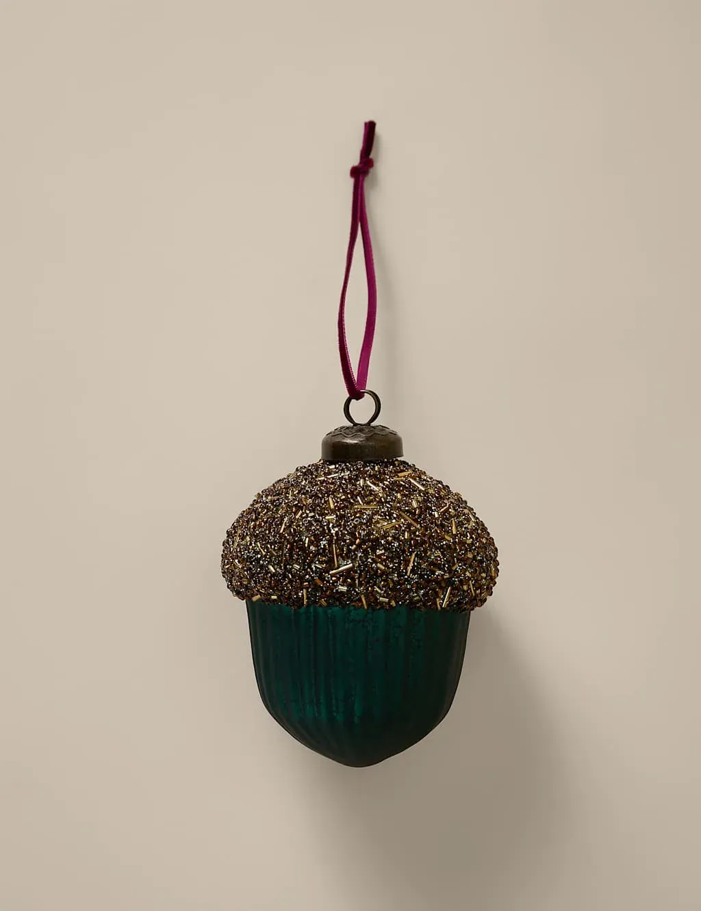 Glass Hanging Acorn Decoration - Green Mix image