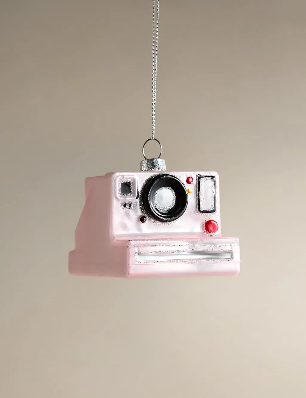 Glass Hanging Camera Decoration - Pink Mix image