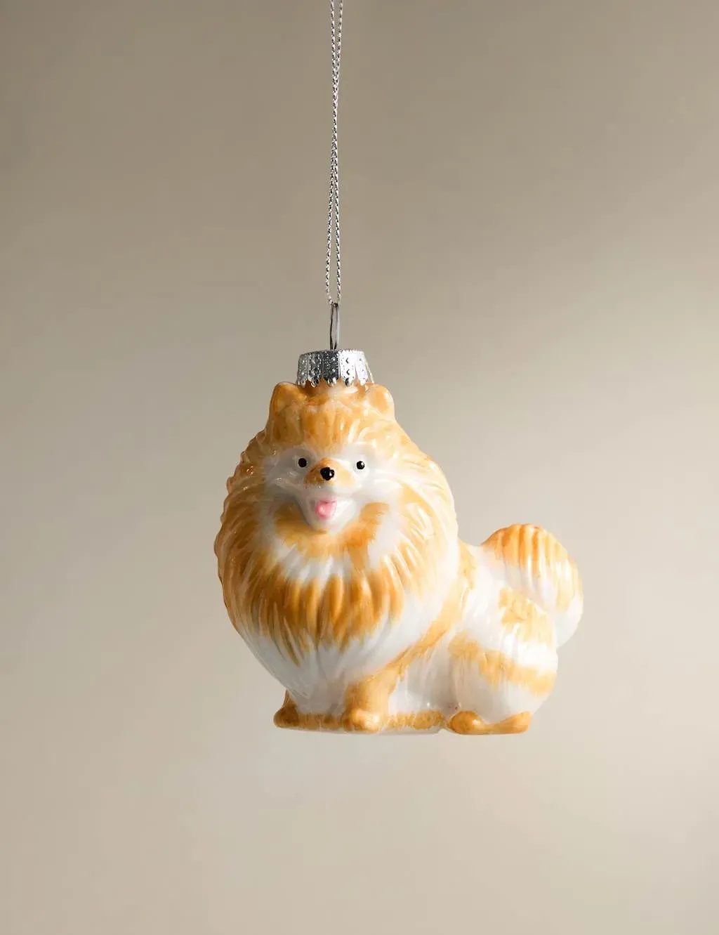 Glass Hanging Dog Decoration - Brown Mix image