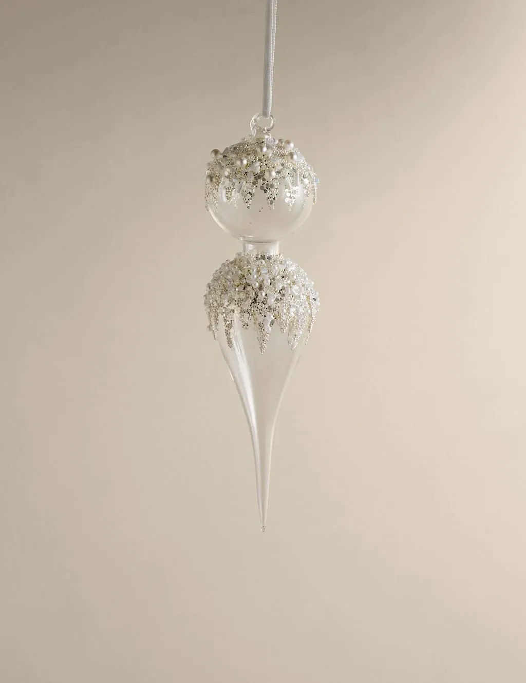 Glass Hanging Finial Decoration - White Mix image