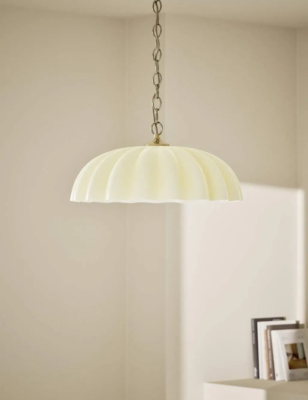 Glass Scallop Ceiling Lamp Shade - White
