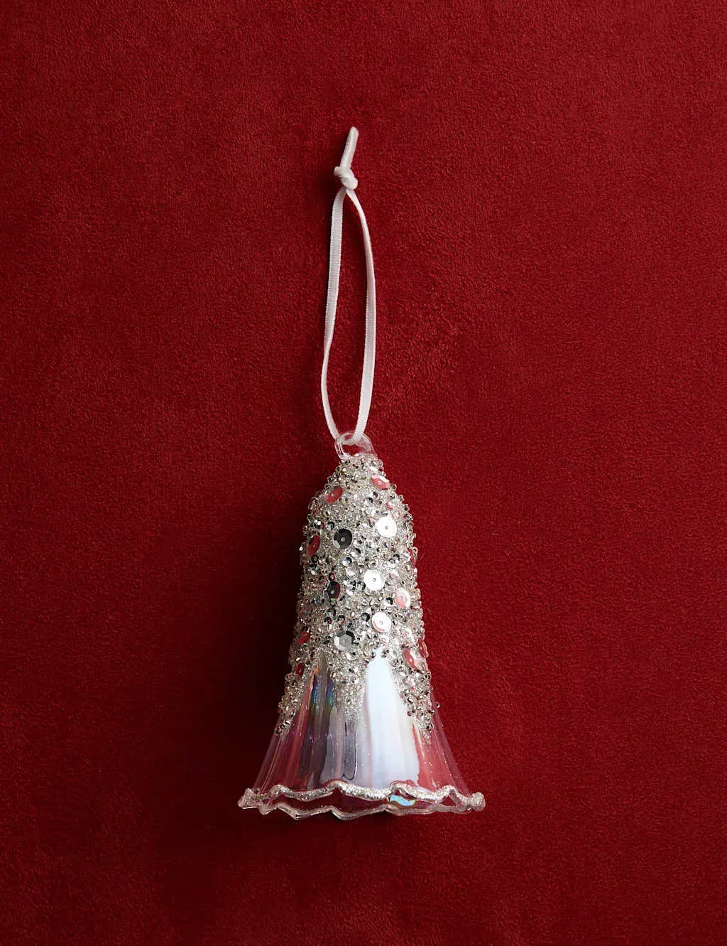 Glass Tulip Hanging Decoration - Silver image