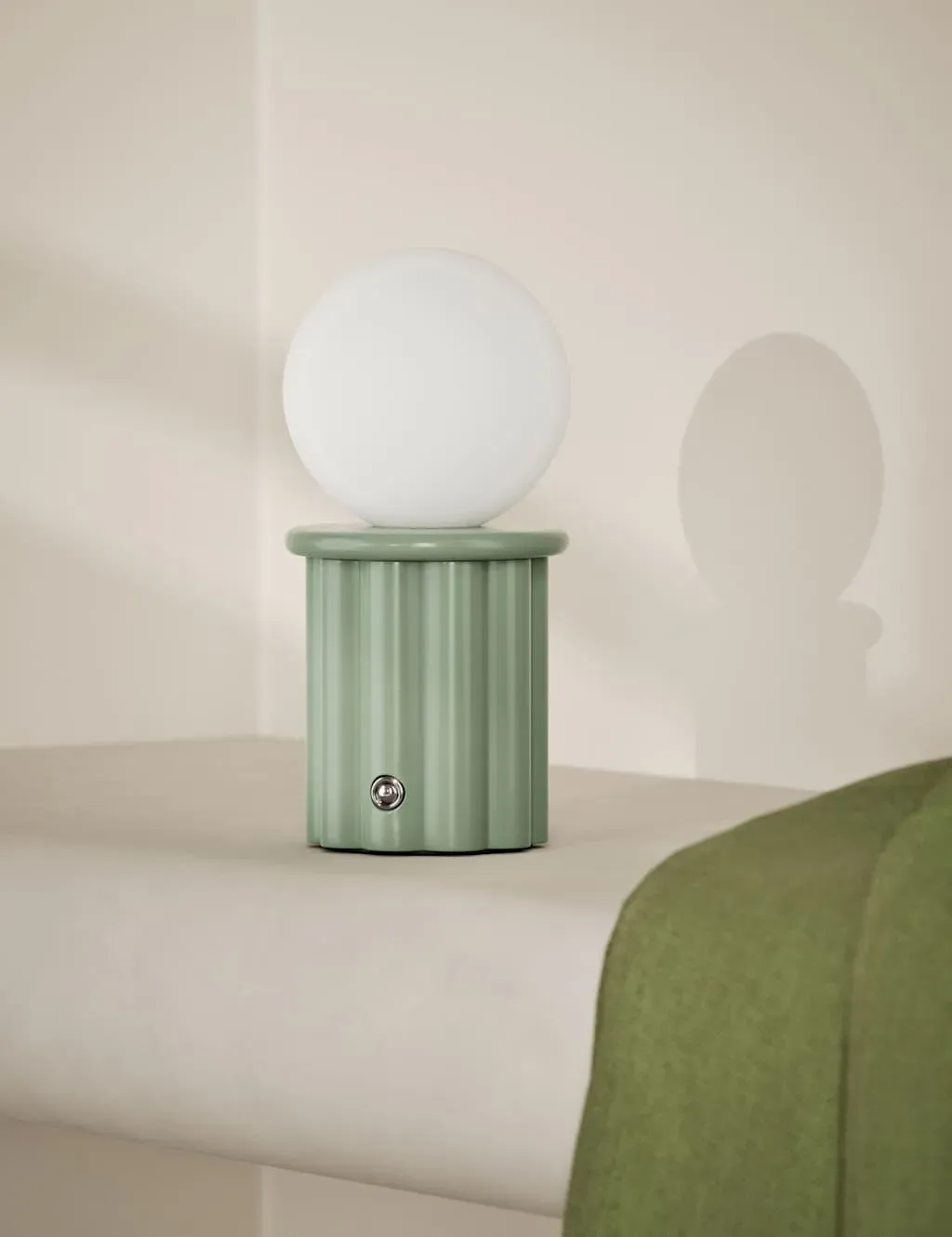 Globe Swirl Rechargeable Table Lamp - Sage, Glass image