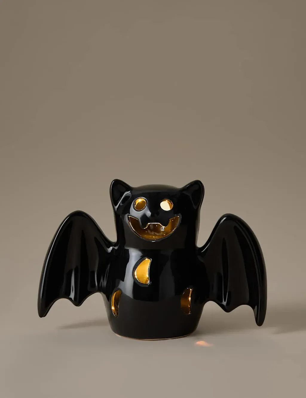 Halloween Ceramic Light Up Bat - Black, Ceramic