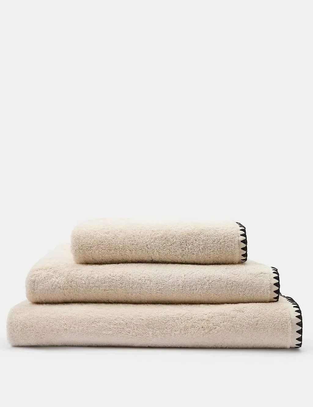 Hand Towel with Blanket Stitch - Natural Mix, Cotton