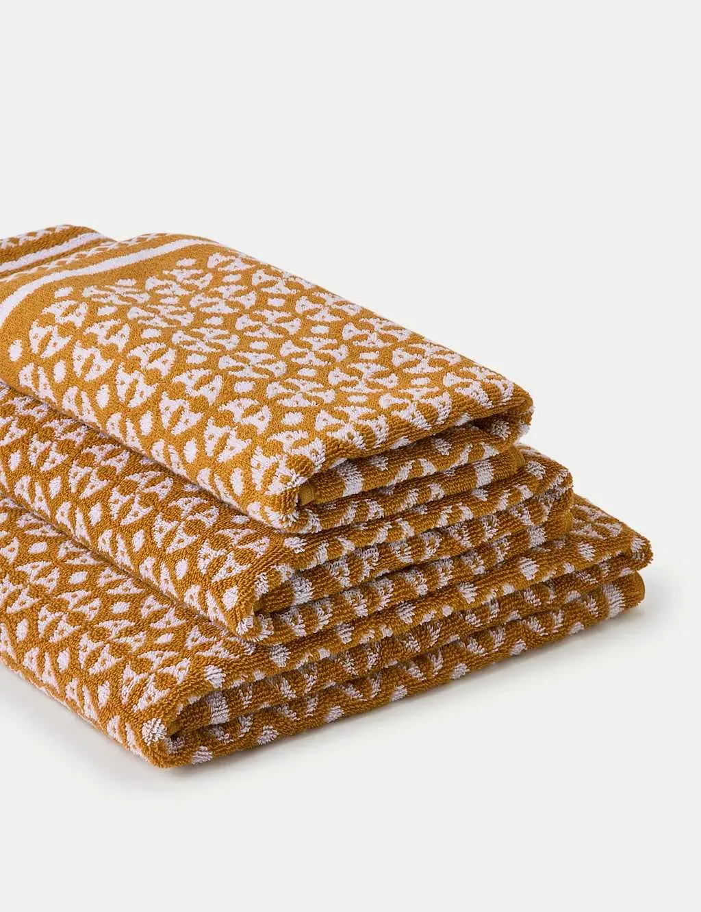 Hand Towel with Geometric Circle - Ochre, Cotton