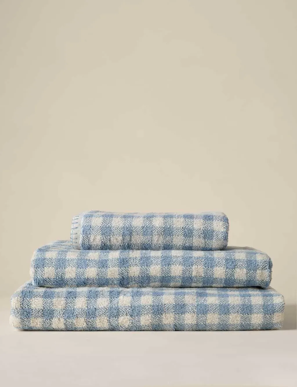 Hand Towel with Gingham Pattern - Blue, Cotton