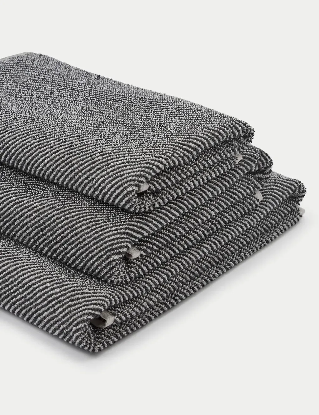 Hand Towel with Narrow Stripes - Charcoal, Cotton