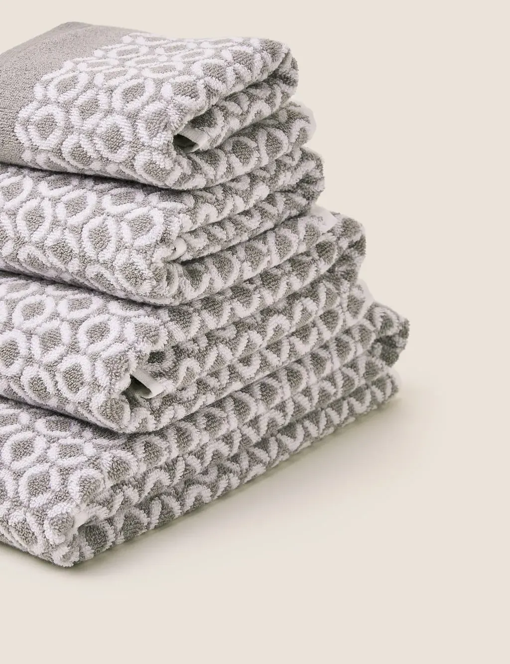 Hand Towel with Repeat Links - Grey, Cotton