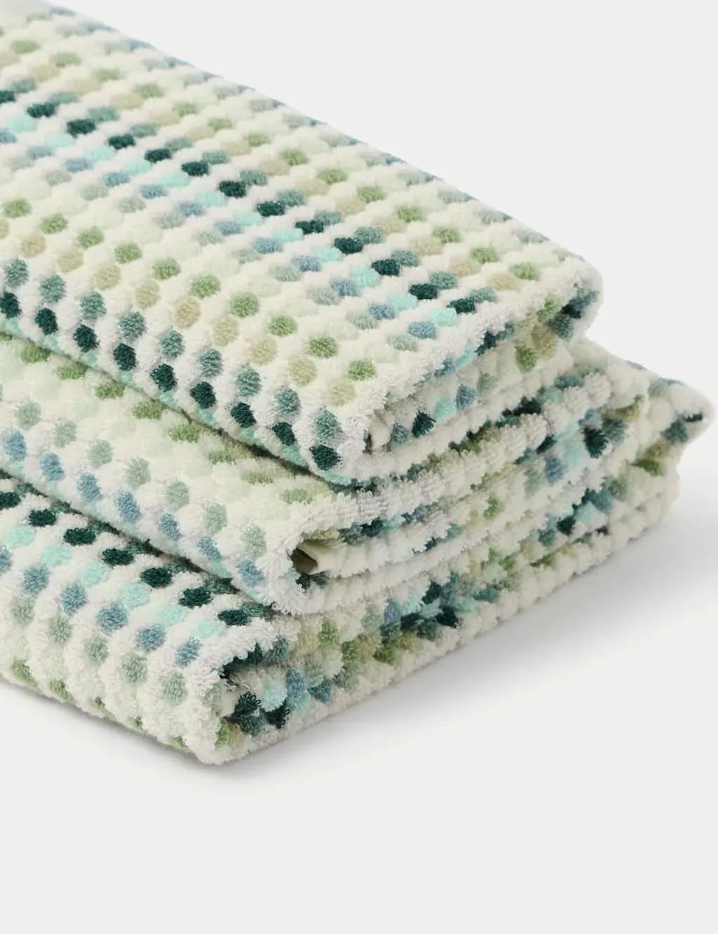 Hand Towel with Spotty Stripes - Green Mix, Cotton
