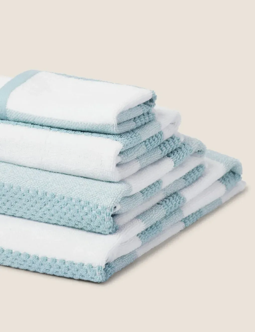 Hand Towel with Striped Texture - Duck Egg, Cotton image