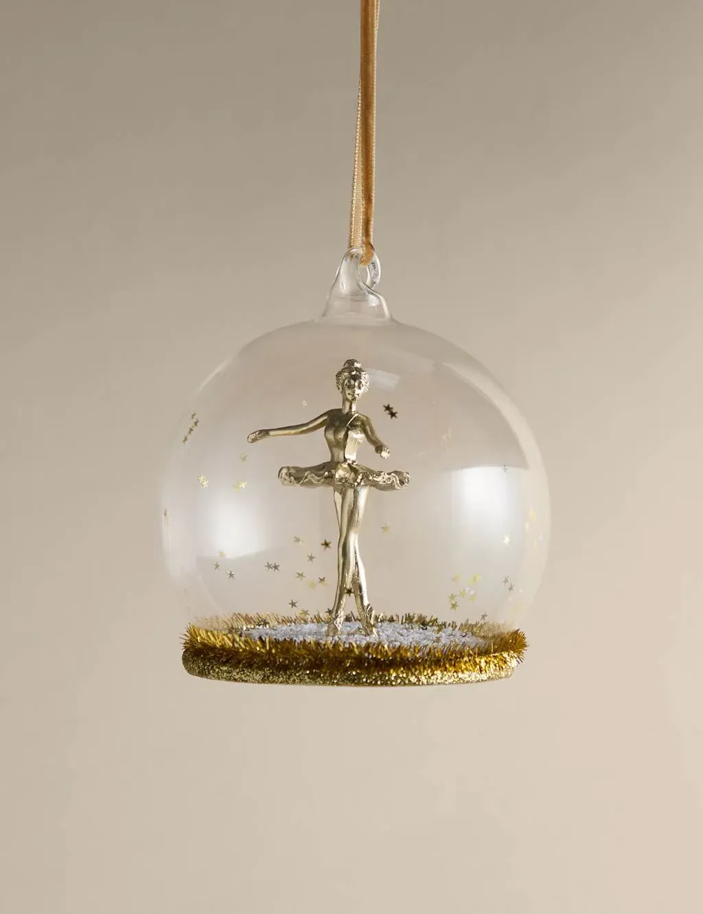 Hanging Ballerina Cloche Decoration - Gold image