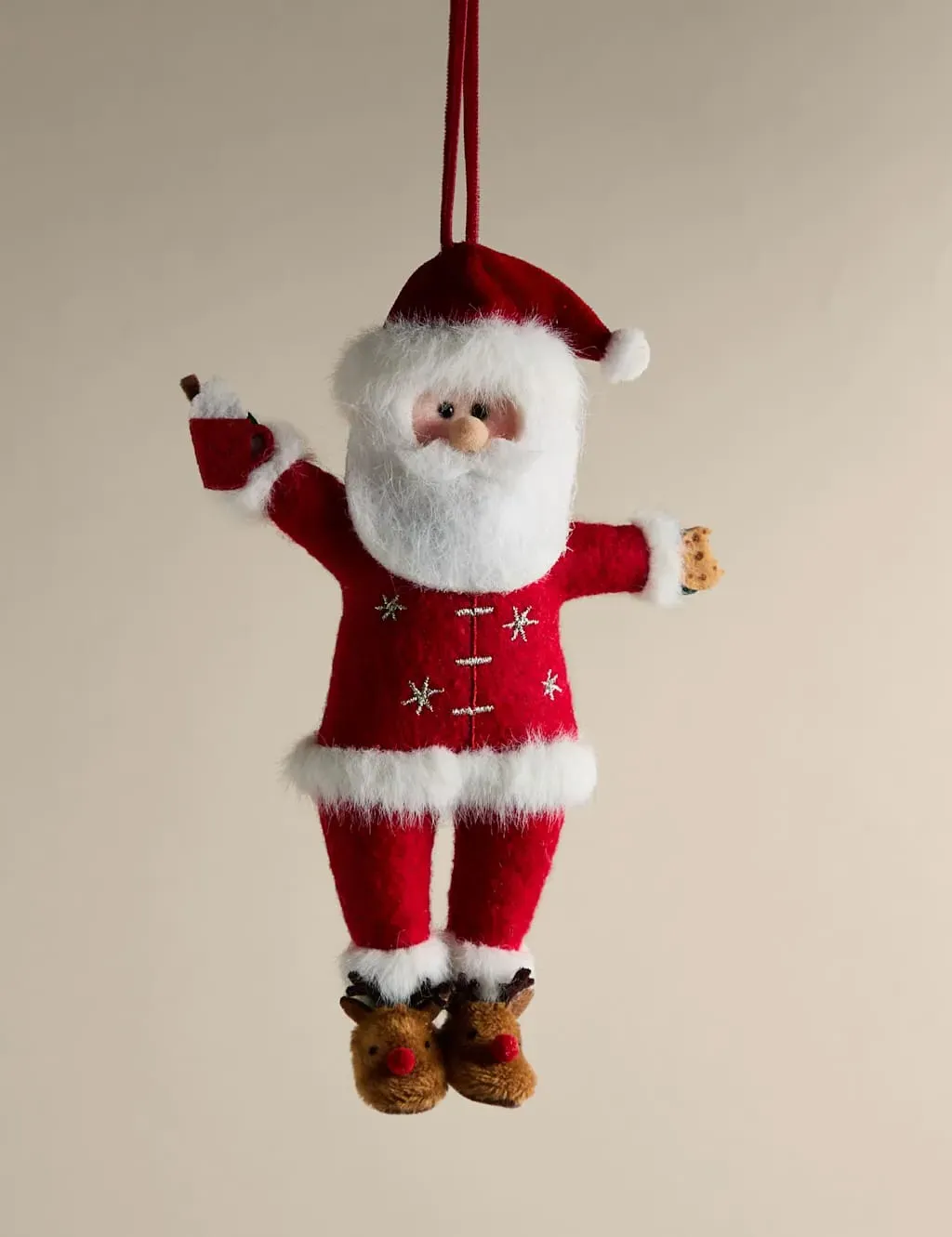 Hanging Father Christmas Decoration - Red Mix, Felt image