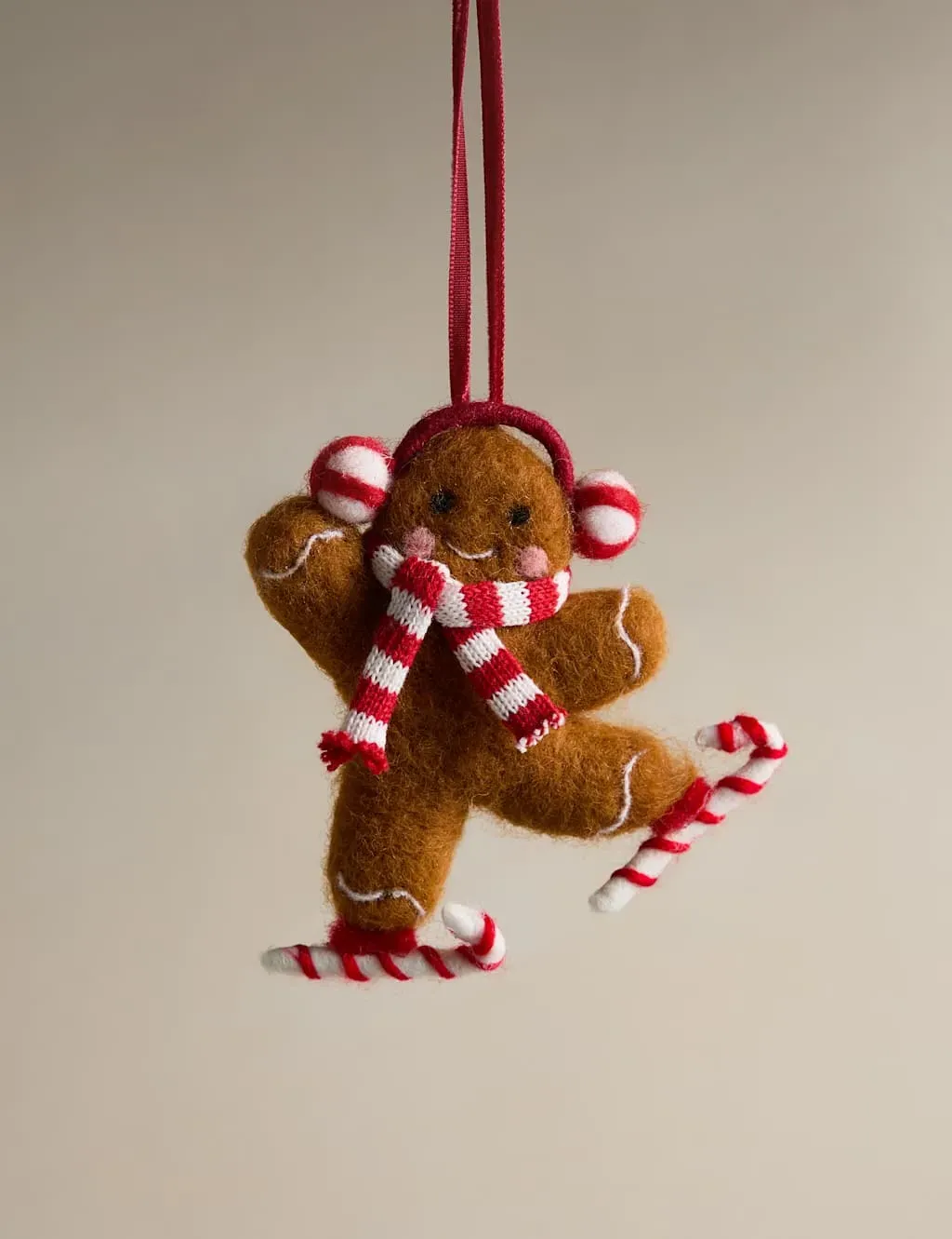 Hanging Gingerbread Decoration - Brown Mix, Felt image