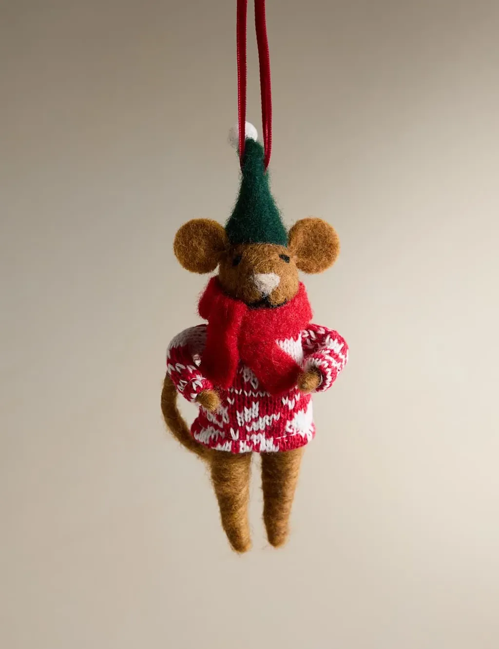 Hanging Mouse Decoration - Brown Mix, Felt image