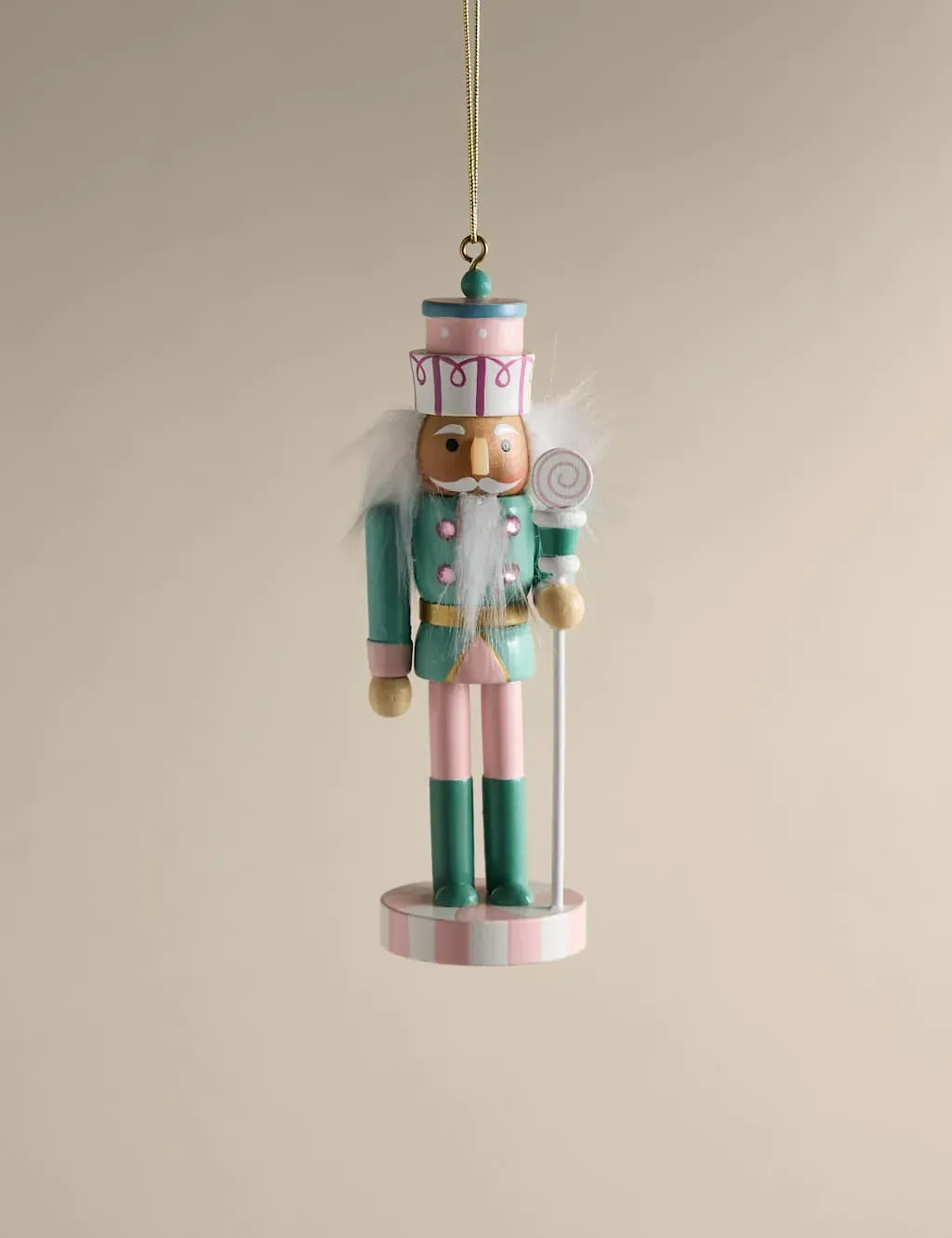 Hanging Nutcracker Decoration - Mint, Wood image