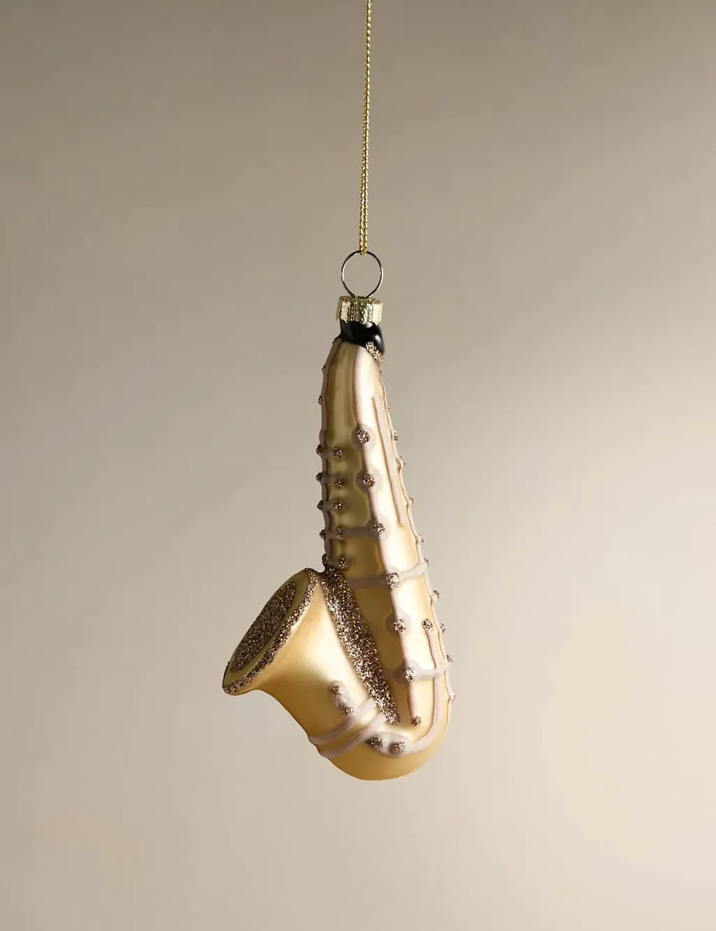 Hanging Saxophone Decoration - Gold, Glass image
