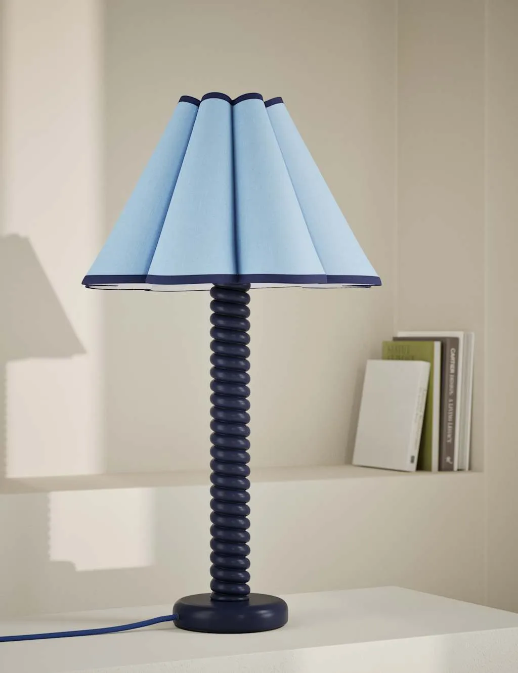 Helix Table Lamp with Textured Base - Blue, Resin