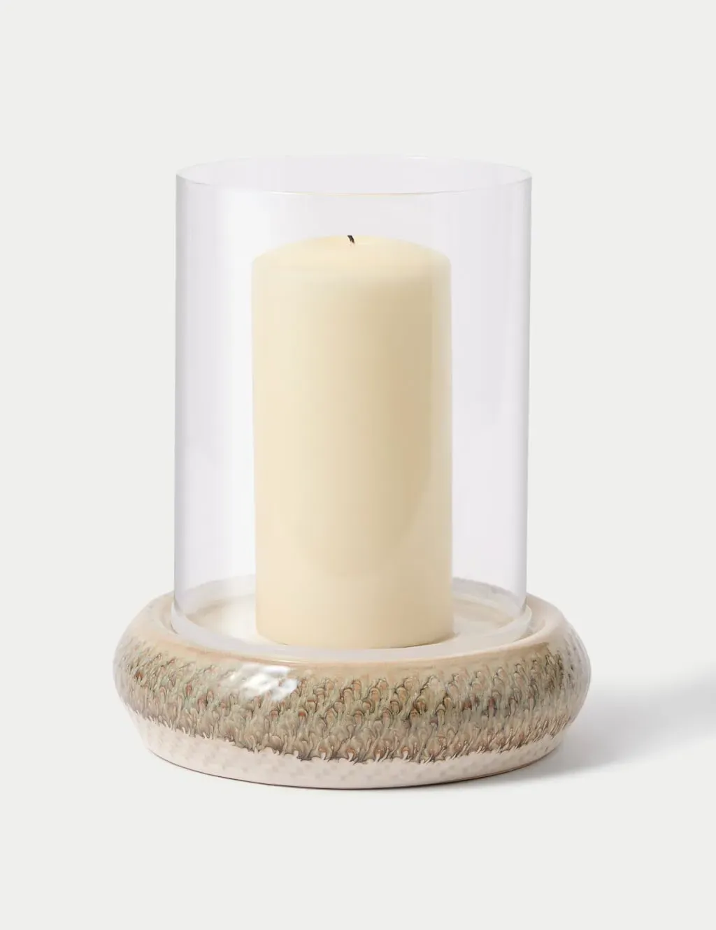 Hurricane Candle Holder with Drip Effect - White image