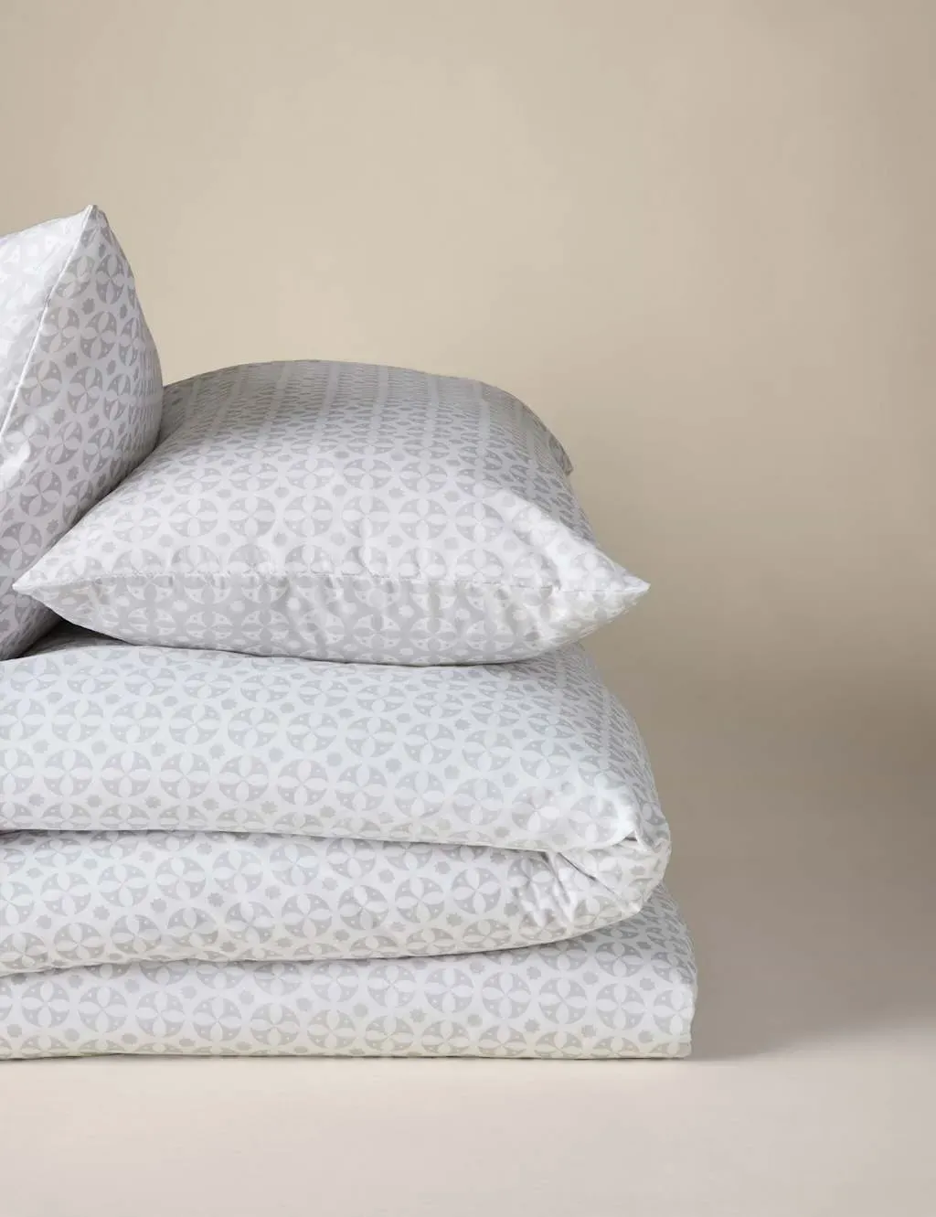 King Size Bedding Set Circle Star - Grey, Cotton