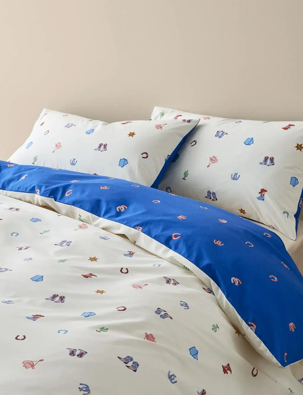 King Size Bedding Set Cowboy Print - Natural Mix image