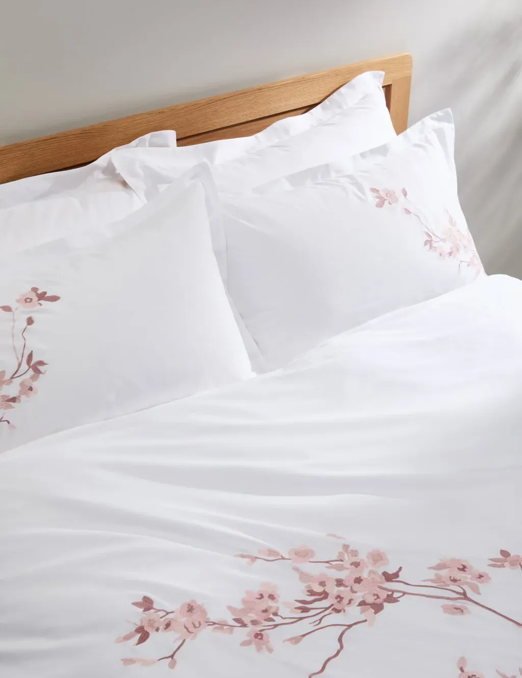 King Size Bedding Set Embroidered - Pink, Cotton