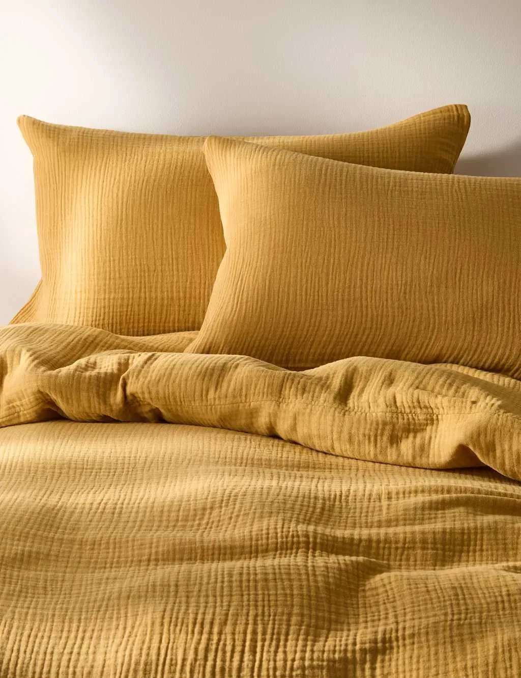 King Size Bedding Set - Ochre, Cotton Muslin