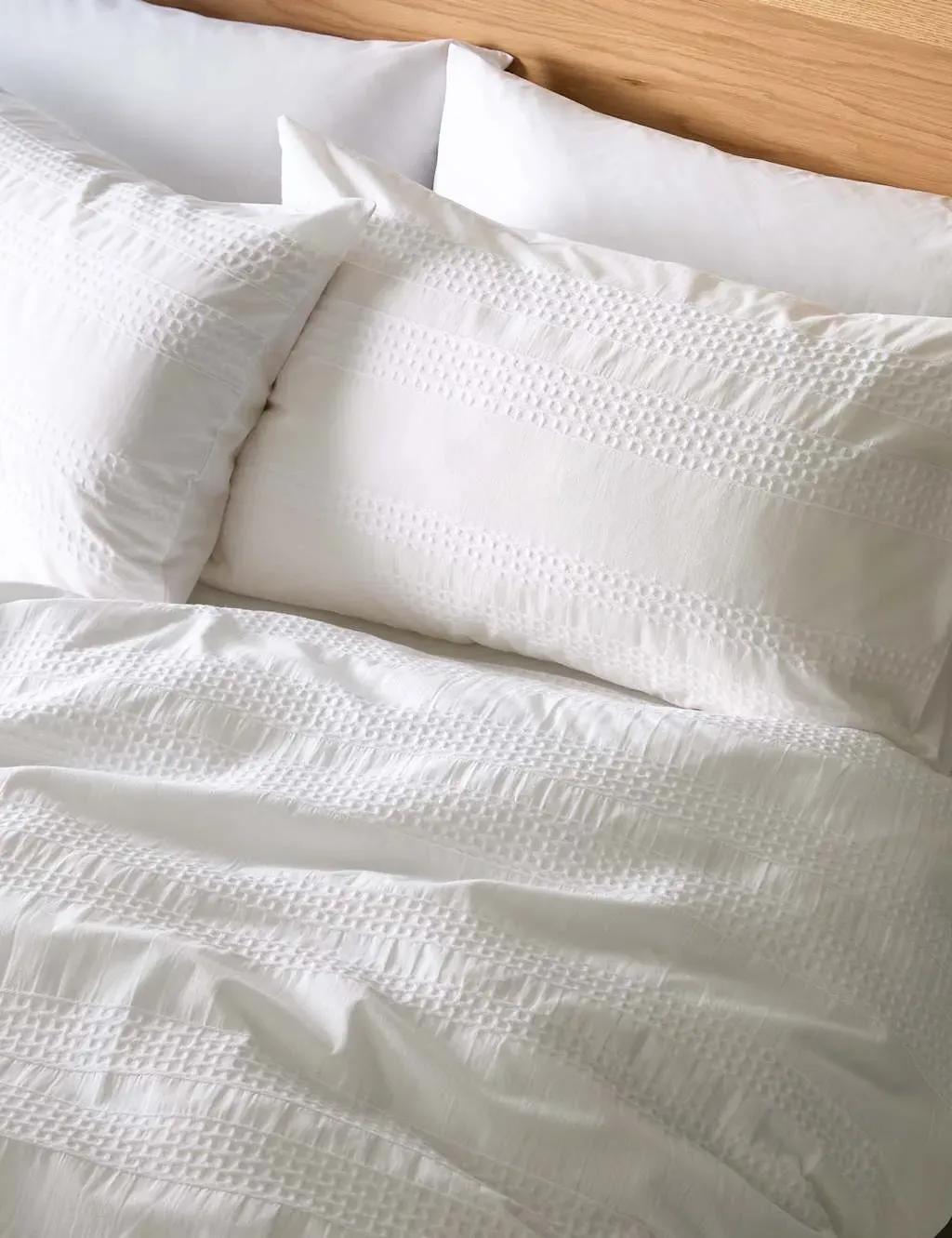 King Size Bedding Set Waffle Weave - White, Cotton
