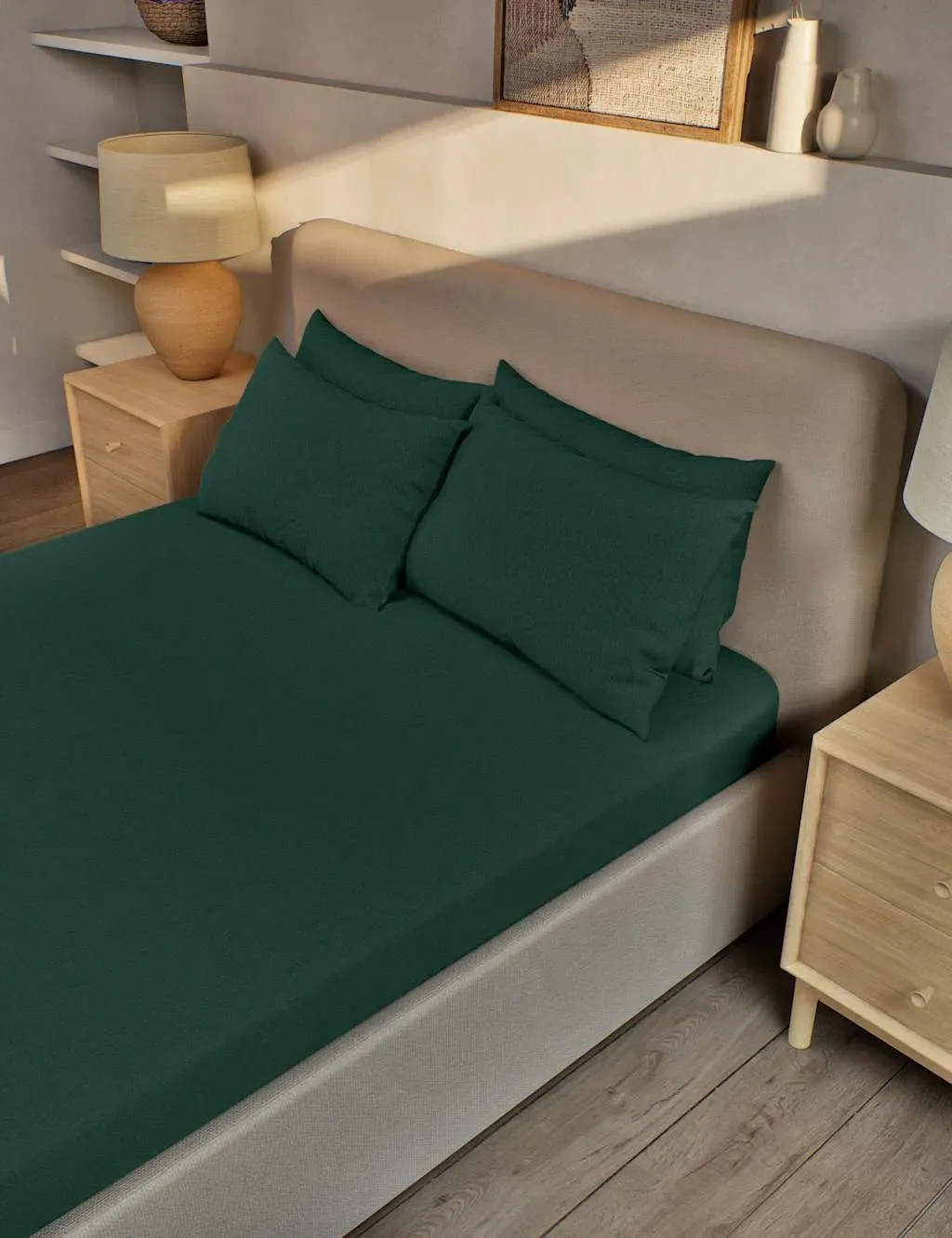 King Size Fitted Sheet - Forest Green, Cotton