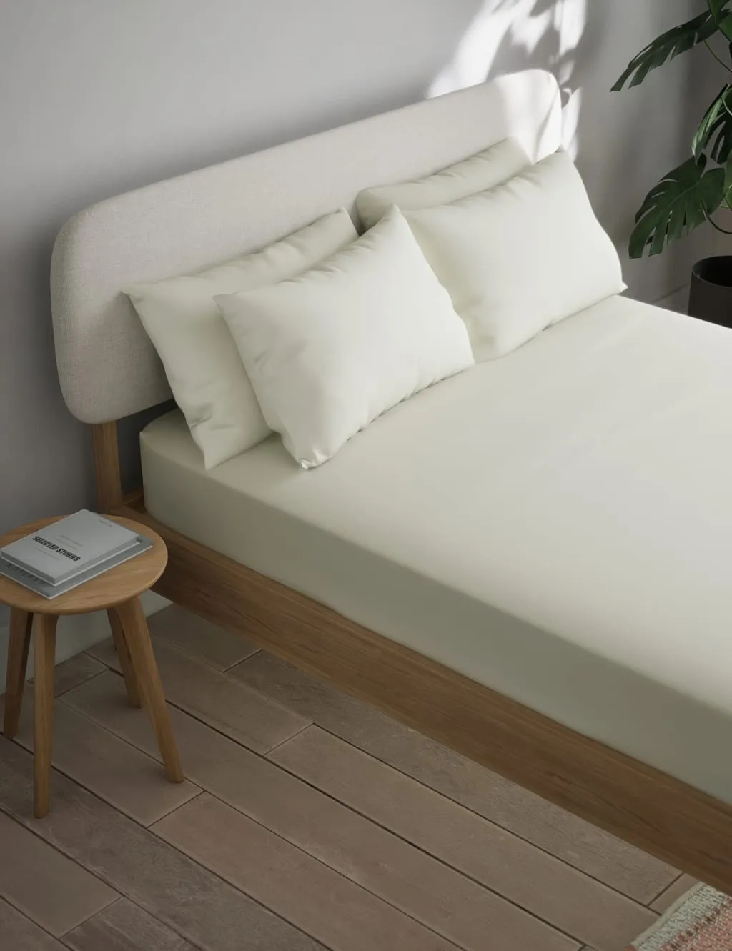 King Size Fitted Sheet Non-Iron - Cream, Cotton