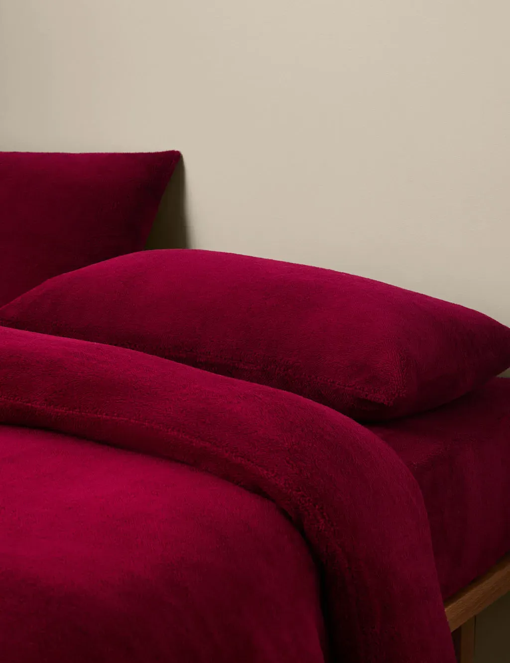 King Size Teddy Fleece Bedding Set - Burgundy