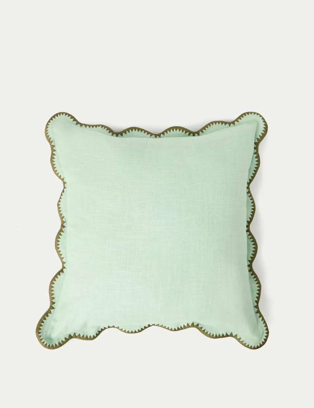 Large Cushion with Embroidered Scallop - Cotton image