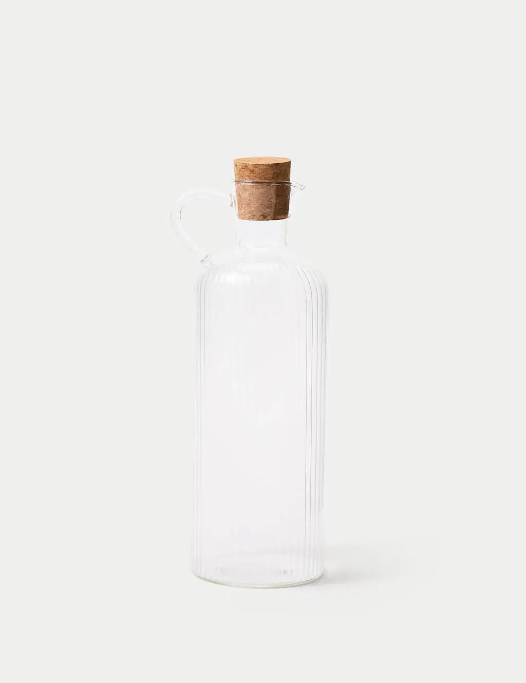 Large Glass Pourer with Cork Stopper - Ribbed image