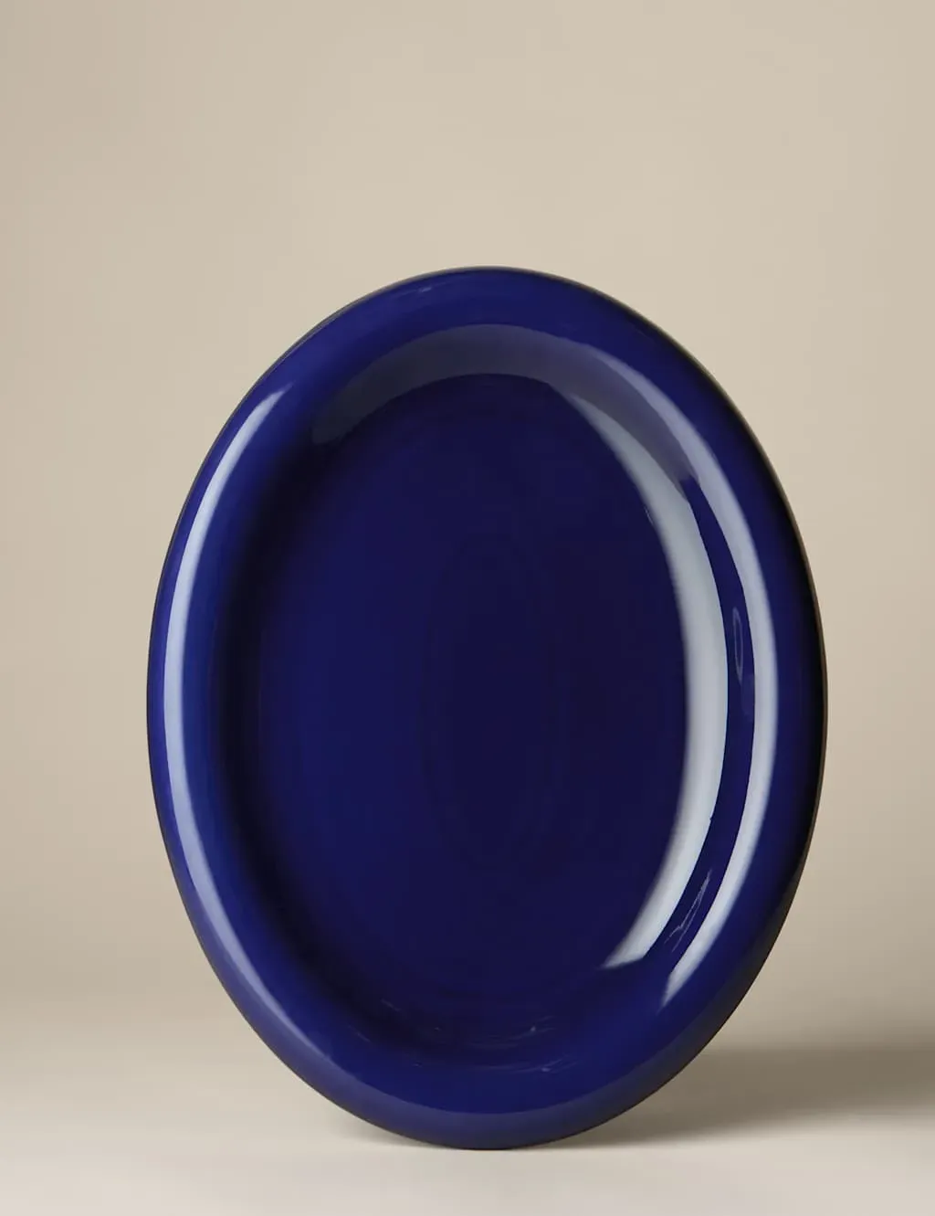 Large Oval Platter with Raised Edge - Blue image