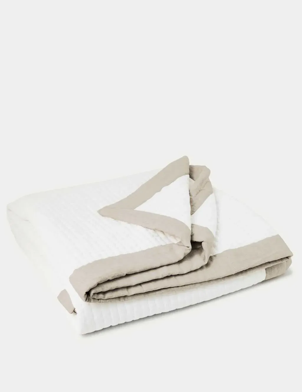 Large Quilted Bedspread with Border - Neutral image