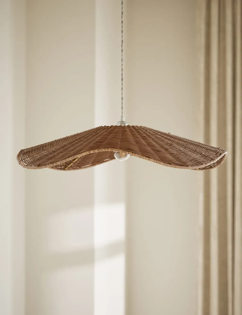 Large Rattan Easy Fit Lamp Shade - Brown