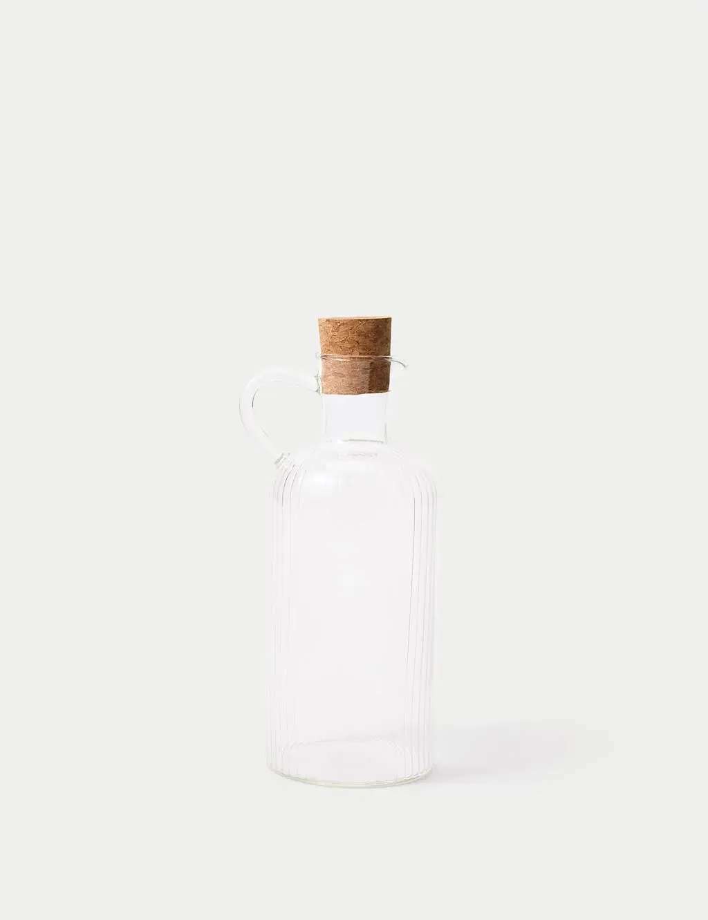 Medium Glass Pourer with Cork Stopper - Ribbed image