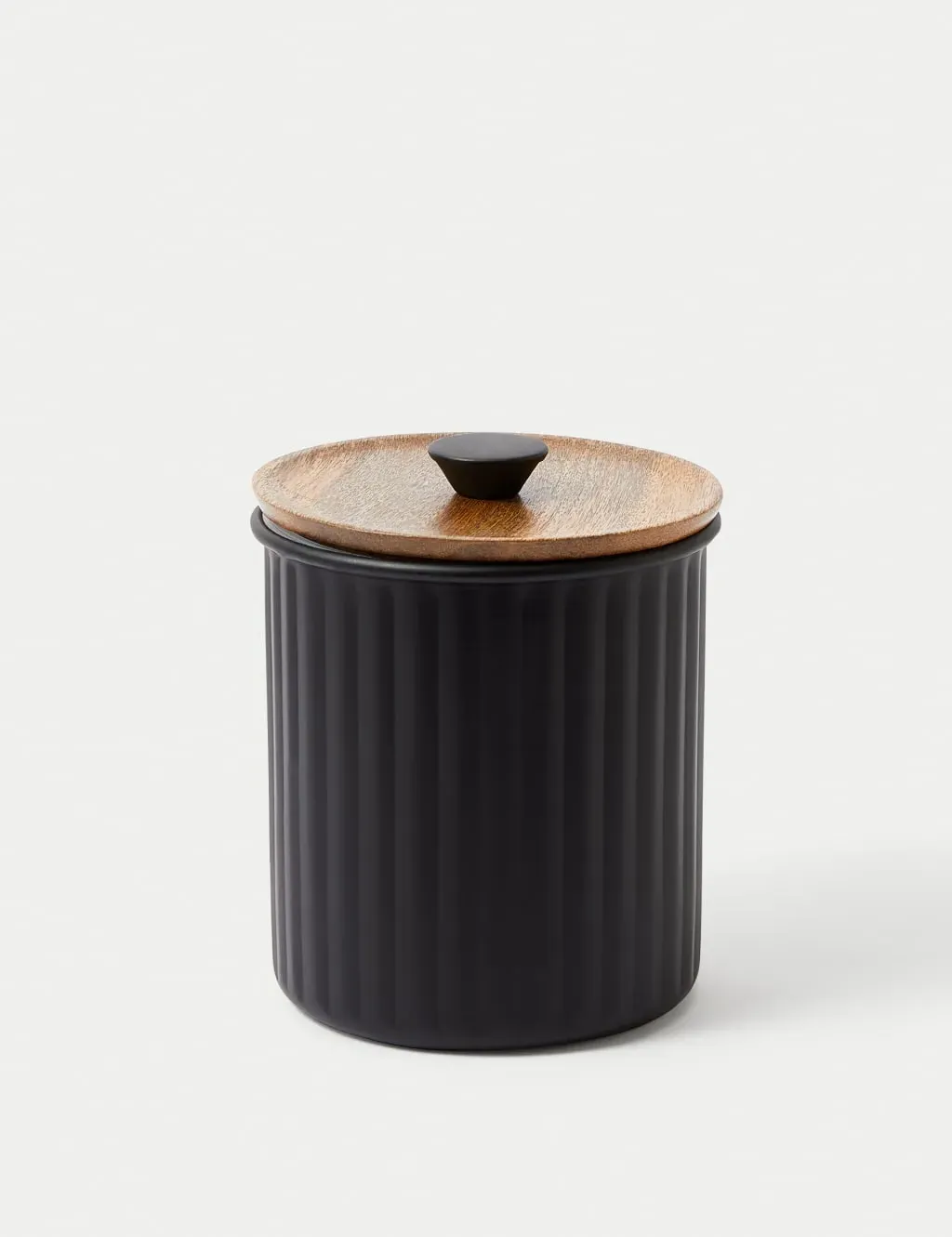 Medium Ribbed Storage Jar - Black, Metal