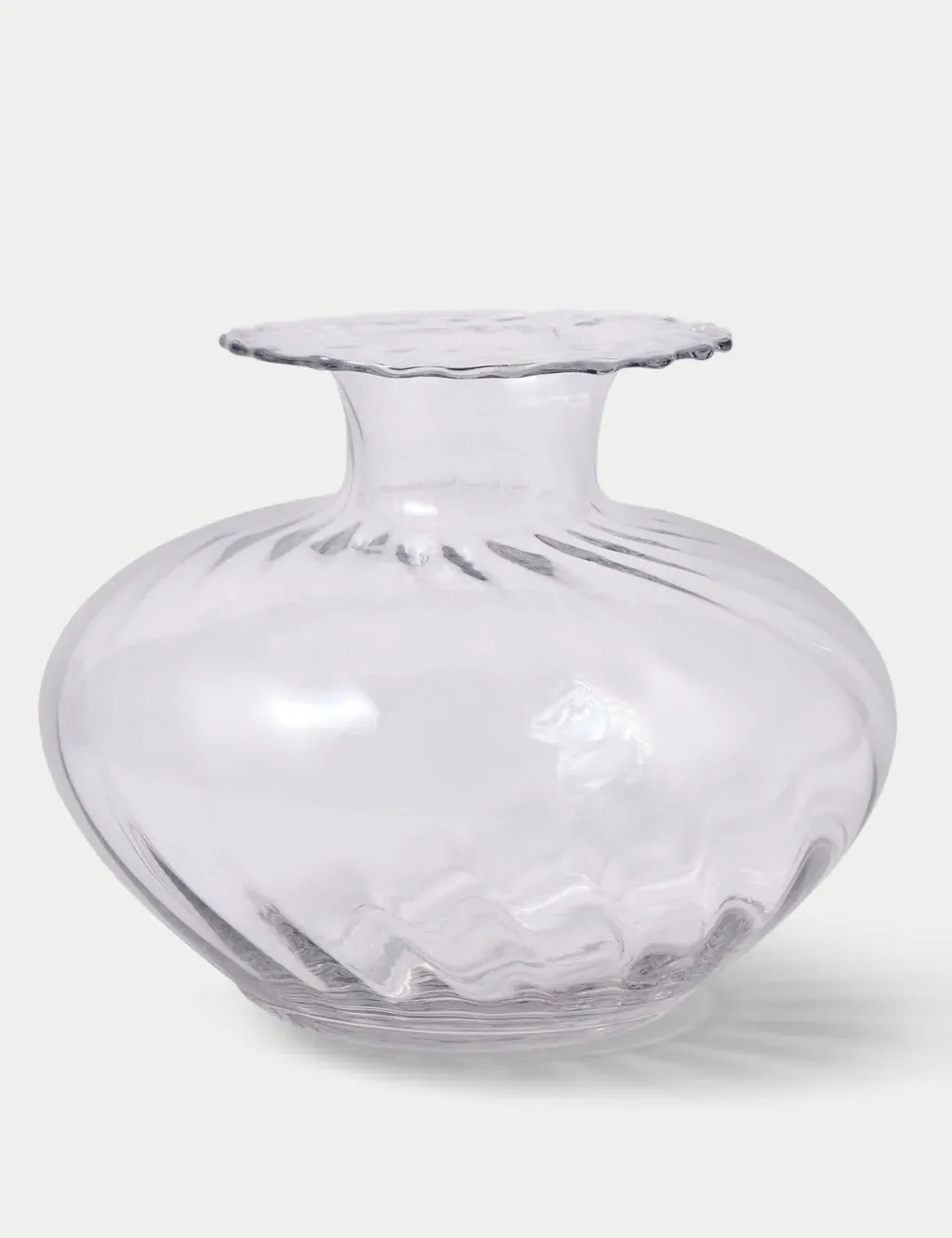 Medium Scallop Vase with Texture - Clear, Glass